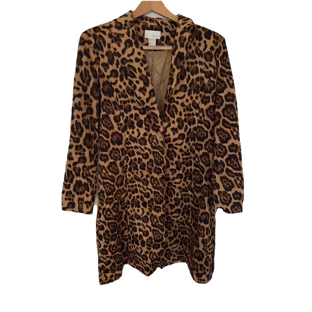 Vintage Spiegel Women's Cheetah Coat Long‎ Jacket Lined Size 15 (XL)